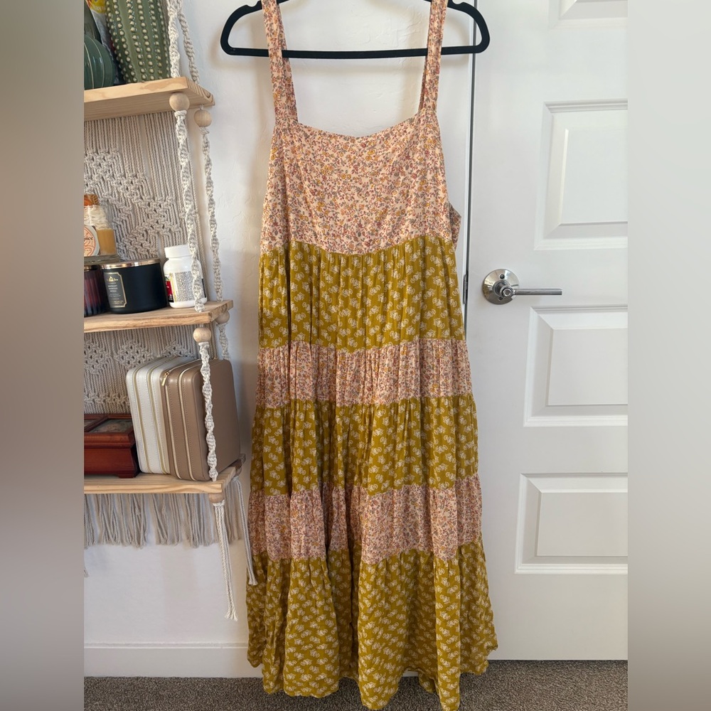 Madewell print-mix tiered midi dress in jaipur floral